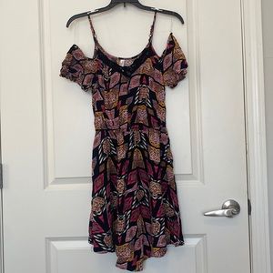 Aztec Pattern Cold Off the Shoulder Fit and Flare Dress
